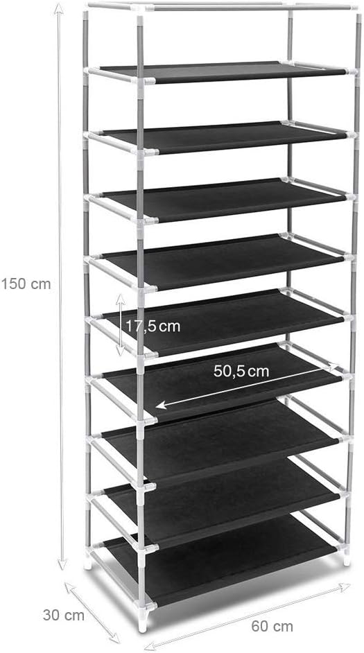 BAKAJI 10-Shelf Modern Compact Shoe Rack