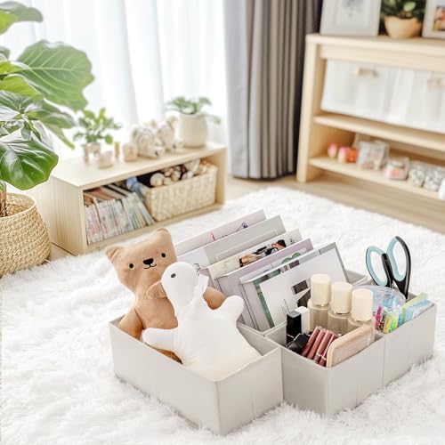 Drawer Organizer Clothes, 10 Pack Dresser Organizer for Baby Clothes, Underwear, Sock- Foldable Closet Organization and Storage Dividers Bins for Nursery, Bedroom (Oatmeal)