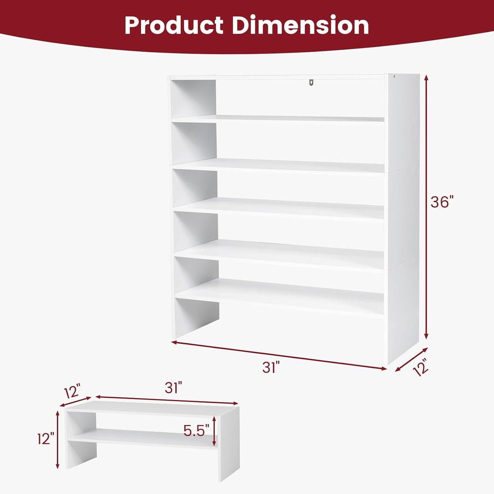 Tangkula Stackble Vertical Shoe Rack, Space Saving 6-Tier Corner Shoe Storage...