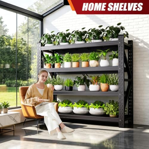 69" W Storage Shelves, 4T Adjustable Garage Shelving Unit, Rust Proof La...