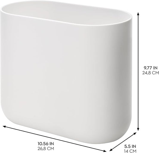 iDesign Slim Oval Plastic Waste Basket The Cade Collection, 10.56” x 5.5” x - Image 2