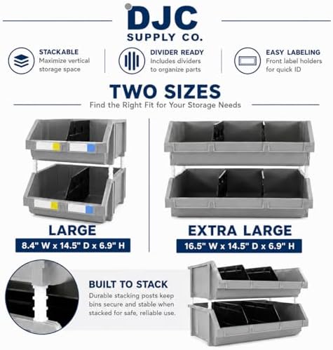Extra Large Stackable Storage Bins 2 Pack – 16.5" x 14.5" x 6.9&quo...