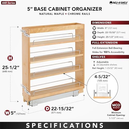 Rev-A-Shelf Pullout Kitchen Cabinet Organizer, Min Cabinet Opening 5.5" W
