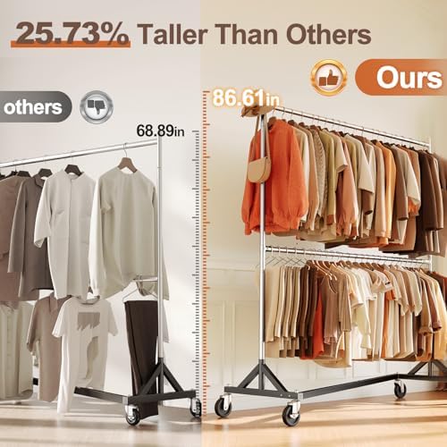 HOKEEPER Z Rack, Clothes Rack Hold 550LB 86" H Adjustable Height Double Rod