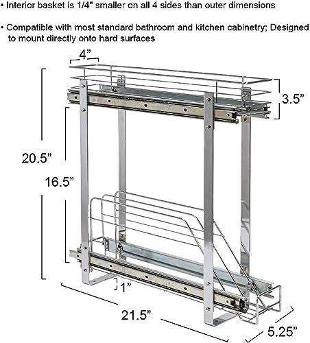 Household Essentials Glidez Multipurpose Chrome-Plated Steel Pull-Out/Slide-O...
