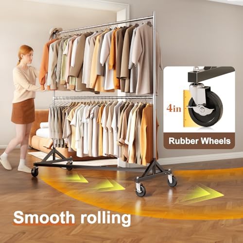 HOKEEPER Z Rack, Clothes Rack Hold 550LB 86" H Adjustable Height Double Rod