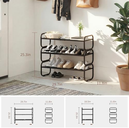 3 Tier Shoe Rack - Expandable Shoe Organizer for Closet