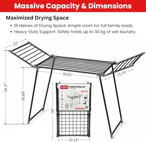Foldable Clothes Drying Rack | Heavy Duty | 66 lb Capacity | Space Saving
