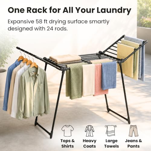 Foldable Clothes Drying Rack | Heavy Duty | 66 lb Capacity | Space Saving