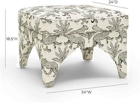 Tov Furniture Raji Jacquard Ottoman (Taupe Leopard)