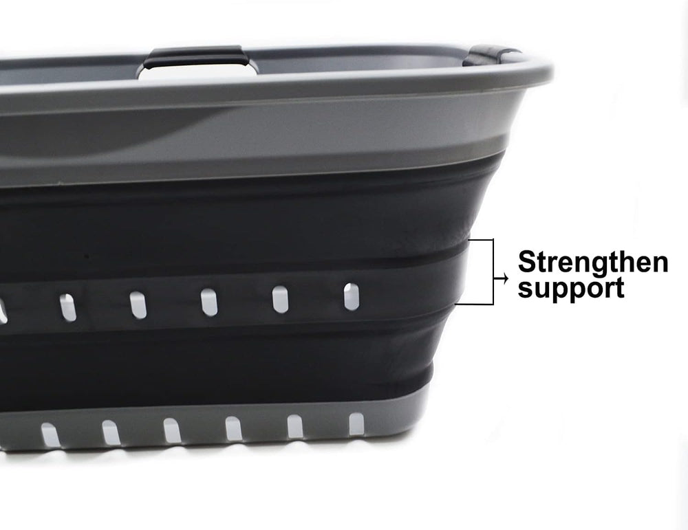 SAMMART 42L (11 gallon) Collapsible Plastic Laundry Basket - Foldable Pop Up ...