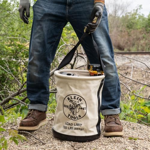 Klein Tools 5109SLR Canvas Bucket, All-Purpose Tool Bucket with Plastic Botto...