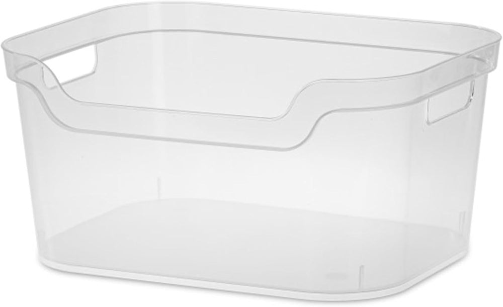 Sterilite 7 x 11 x 14.25 Inch Polished Open Scoop Front Storage Bin with Comf...