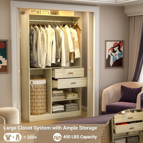 Armocity Freestanding Closet System with Suitcase Storage, 40 Inches Stand-Al...