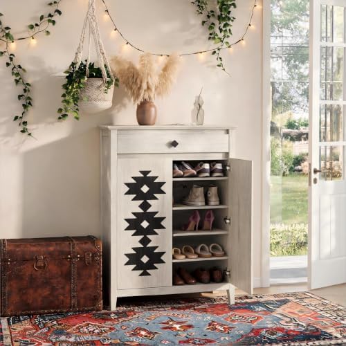 Shoe Cabinet with Drawers, Shoe Storage Cabinet with Adjustable Shelves
