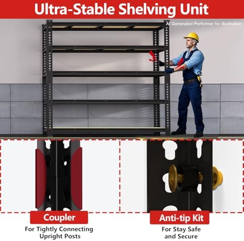 PrimeZone 60" W X 24" D X 72" H Heavy Duty Garage Storage Shel...