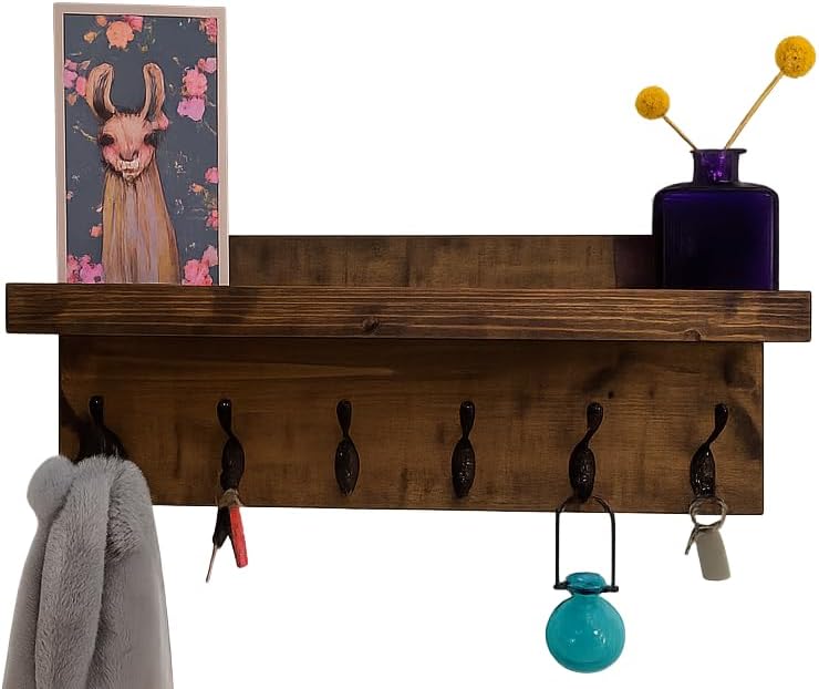 Coat Rack with Shelf (Choose your Length) Towel Rack Entryway Organizer Wall ...