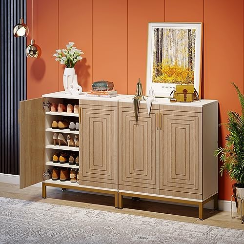 Tribesigns Shoe Cabinet with Doors, 20 Pairs Entryway Shoe Storage Cabinet wi...