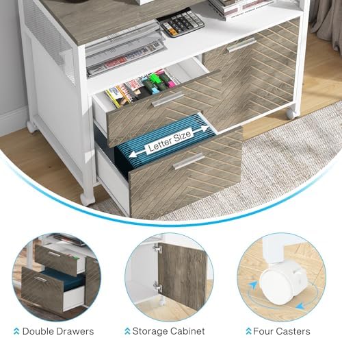 Tribesigns Modern File Cabinet with Drawers for Letter-Sized File and Door, L...