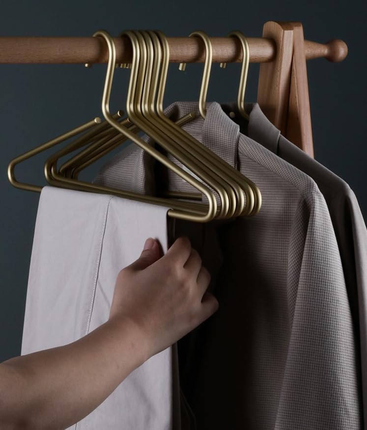 Premium Matte Gold Aluminum Coat Hangers 10 Piece Set, 16.5” Extra Smooth &am...