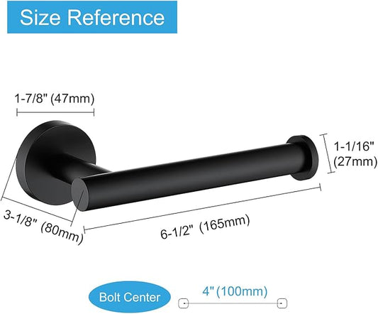 TASTOS Toilet Paper Holder SUS304 Stainless Steel Round Size Matte Black 2 Pack - Image 2