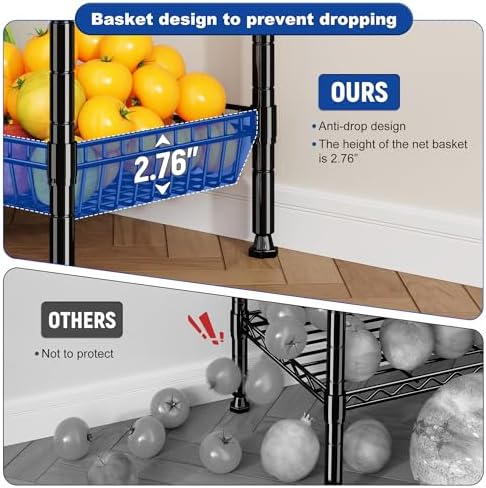 DurayLoly 7-Tier Wire Shelving Unit with Basket Shelf & Wheels