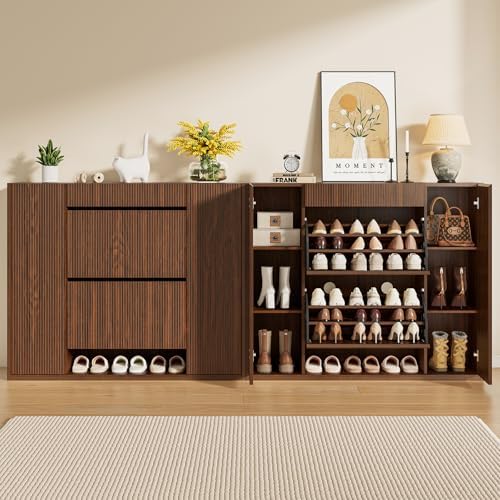 ONBRILL Large Shoe Cabinet with 2 Flip Drawers (3-Tier Each), 27-35 Pairs Sho...