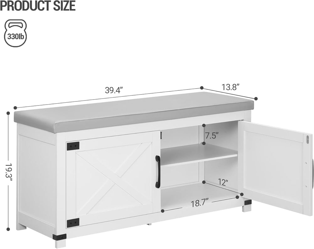 Hzuaneri 39.4" Shoe Storage Bench, with Soft Padded Seat Cushion & D...