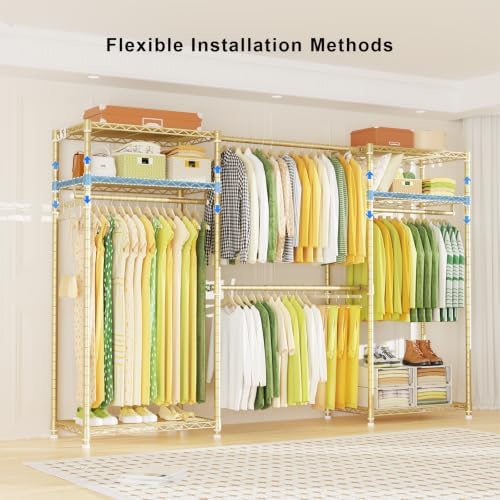 Ulif E1 Heavy Duty Closet Garment Rack, 6 Tiers Adjustable Clothing Storage