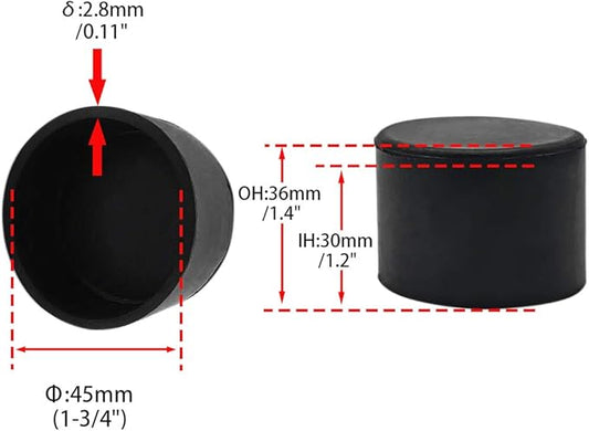 Flyshop 4 Pieces 45mm Rubber Chair Leg Caps Round, Protective Caps - Image 2