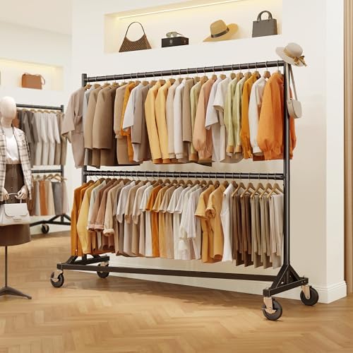 HOKEEPER Z Rack, Clothes Rack Hold 550LB Adjustable Height Double Rod Black