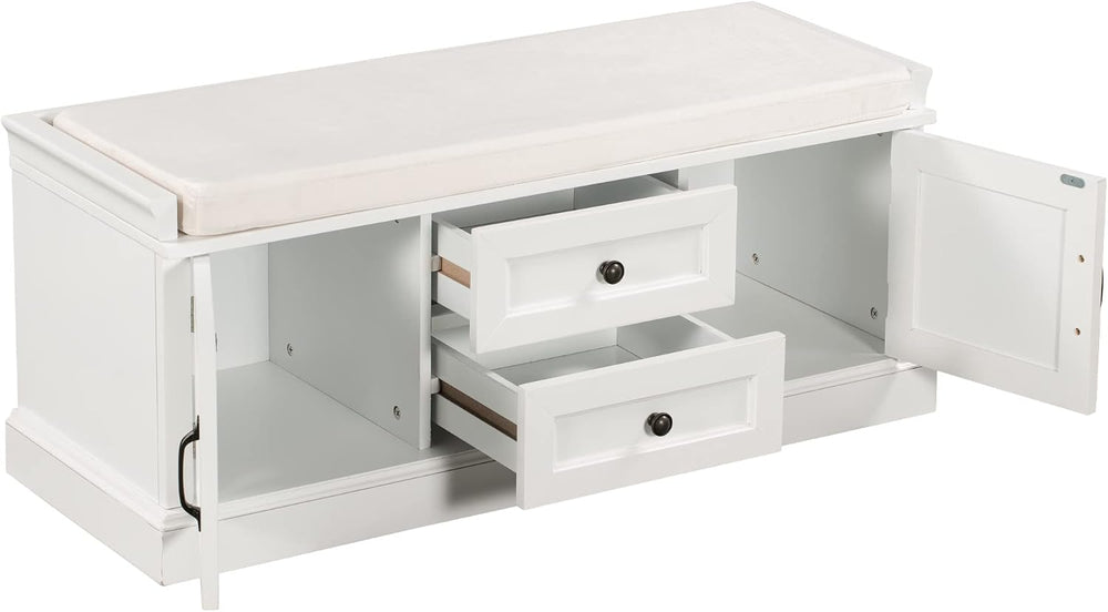 GDFStudio Jasd 42.50" Storage Bench with 2 Drawers and 2 Cabinets, Shoe ...
