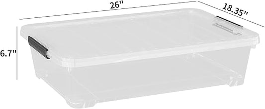 4Pack 40 Qt Plastic Under Bed Storage Organizer Bin Container - Image 2