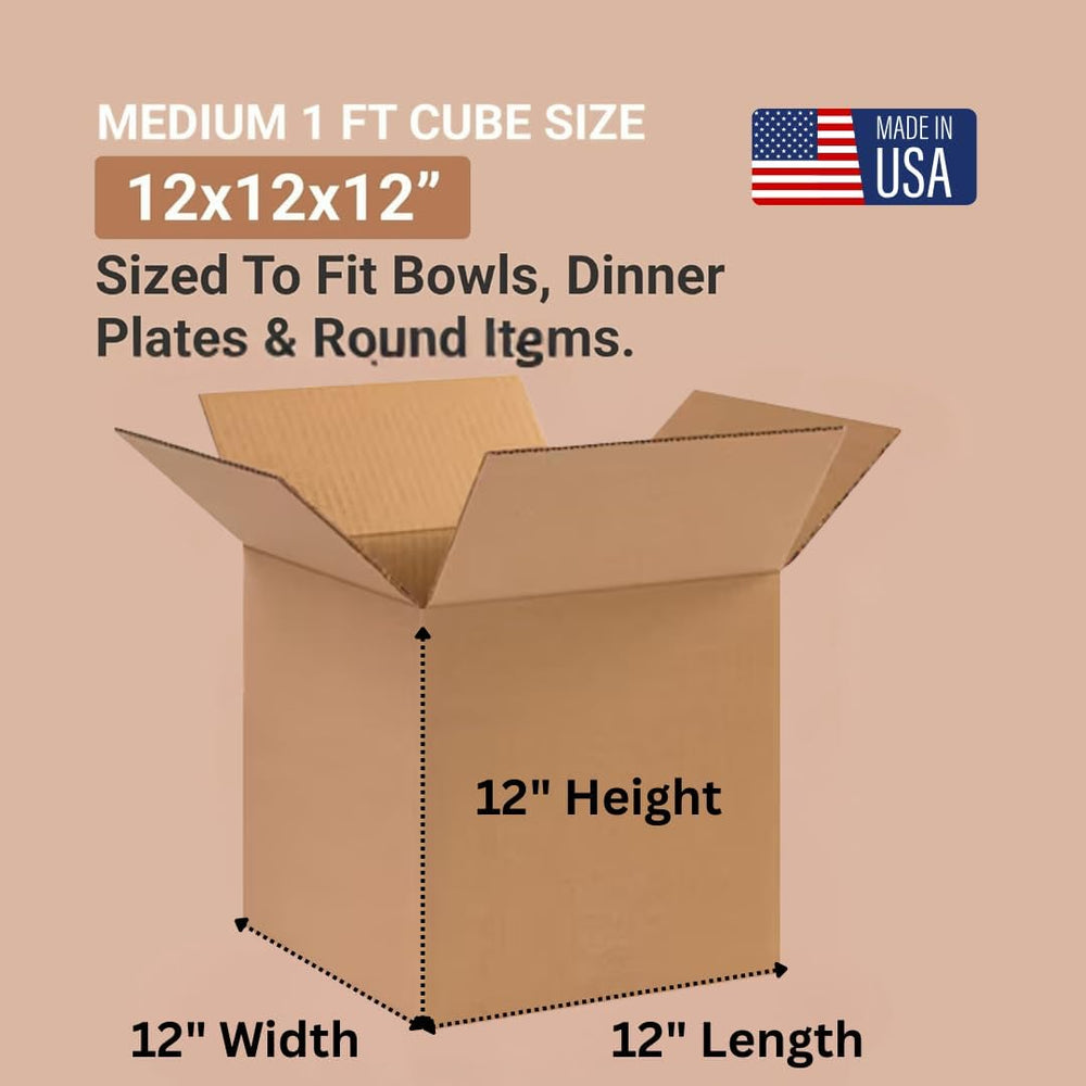 Small Shipping Boxes 12"L x 12"W x 12"H, 25-Pack | Kraft Corru...