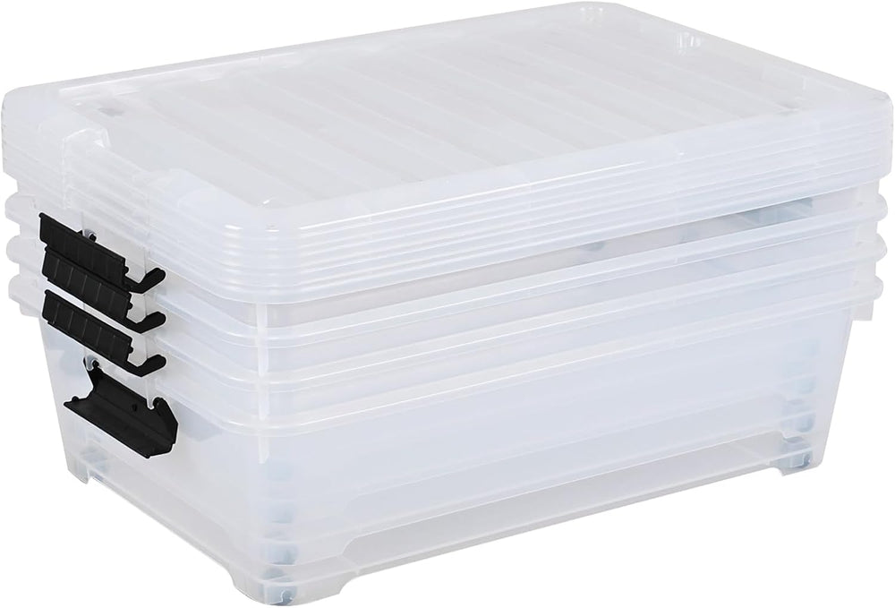 Xyskin 25 Qt Underbed Storage Bins with Wheels, 4-Pack Under Bed Container