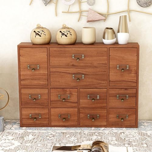 12 Drawers Apothecary Cabinet with Label Slot & Metal Handle, Tabletop St...