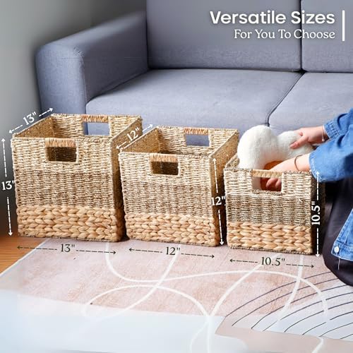 CHI AN HOME 12x12 Baskets for Cube Storage, Wicker Cube Storage Bins Set 4