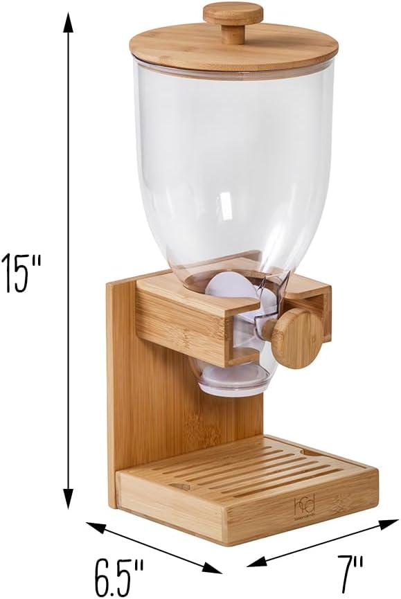 ZevrO Honey-Can-Do Bamboo Cereal Dispenser with Airtight Lid – Countertop Dry...