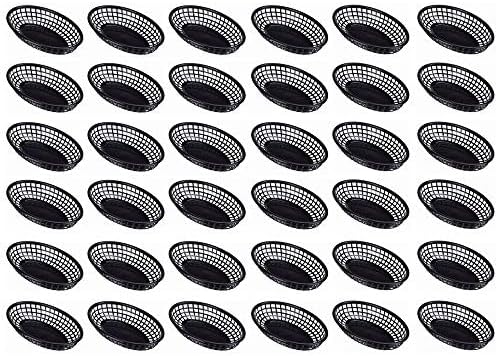 TrueCraftware-9-3/8" x 5-5/8" Oval Fast Food Baskets Black Set of 3...