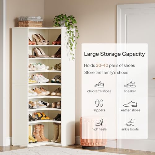 Tribesigns Corner Shoe Rack for Closet, 9-Tier Modern Corner Shelf Organizer,...