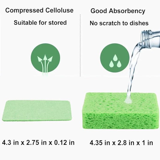 METUUTER 12-Count Kitchen Sponges- Compressed Cellulose Sponges Non-Scratch - Image 2