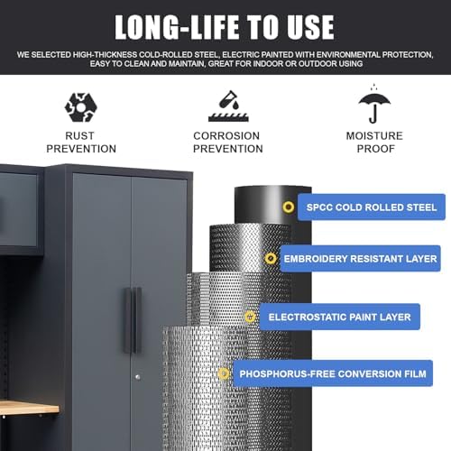 15-Piece Corner Garage Storage Cabinet System - Corner Workshop Set