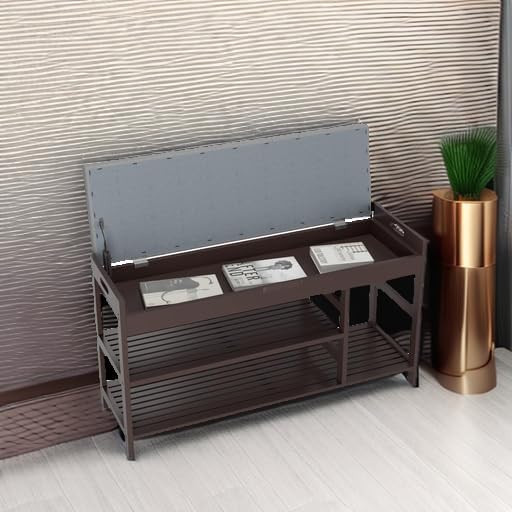 2-Tier Shoe Rack Bench with Flip-Top Storage, 36" Entryway Bench with Seat