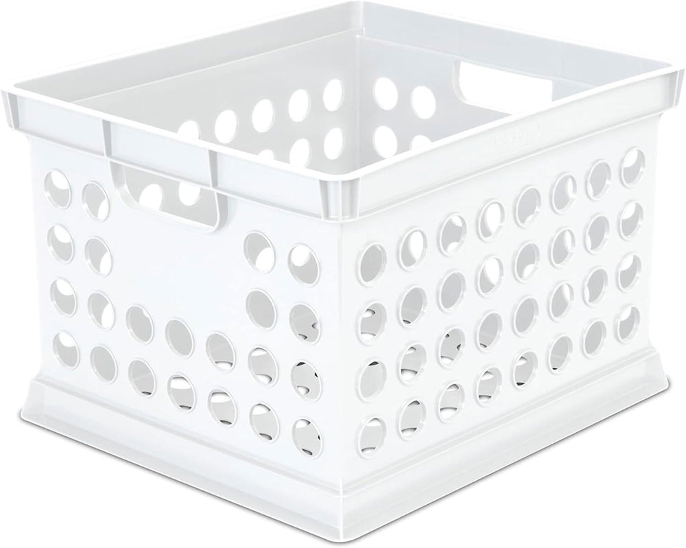 Sterilite Storage Crate Bin File Organizer for Home & Office, White, 6-Pack