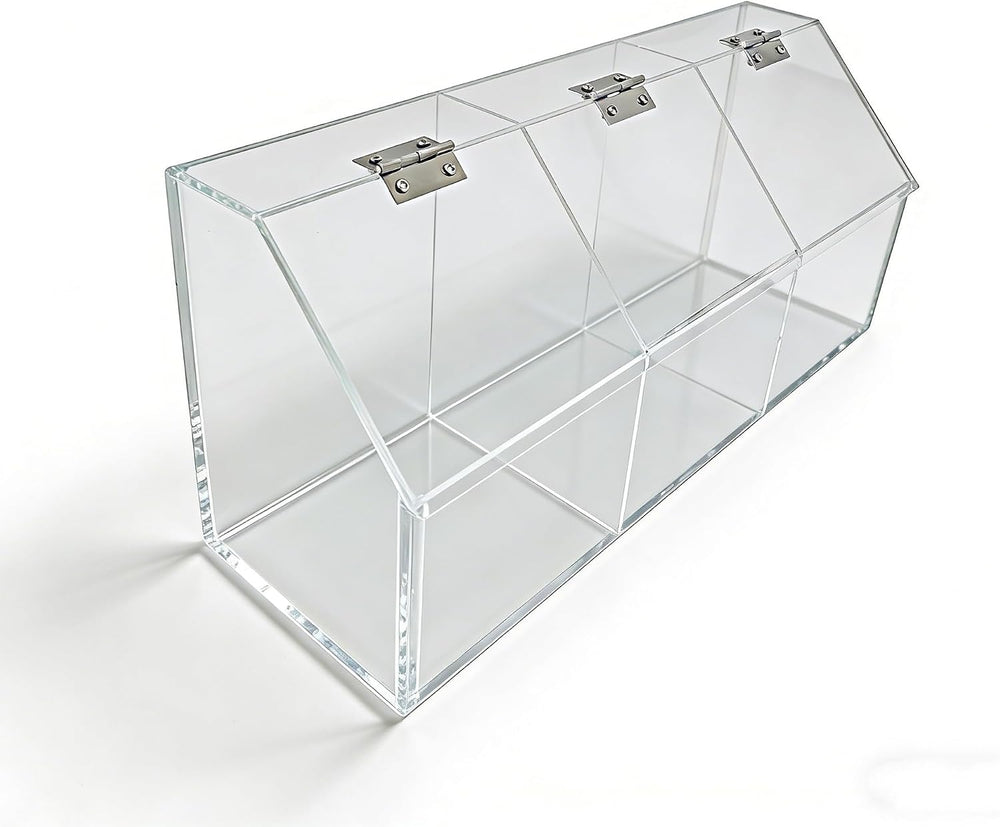 FixtureDisplays® Plaxiglass Clear Acrylic 3 Compartment Toppings Bin 15.5 X 7...
