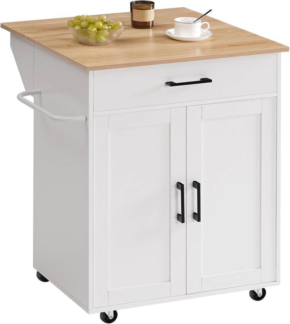 MAHANCRIS Kitchen Island on Wheels with Drop Leaf, Folding Countertop Kitchen...