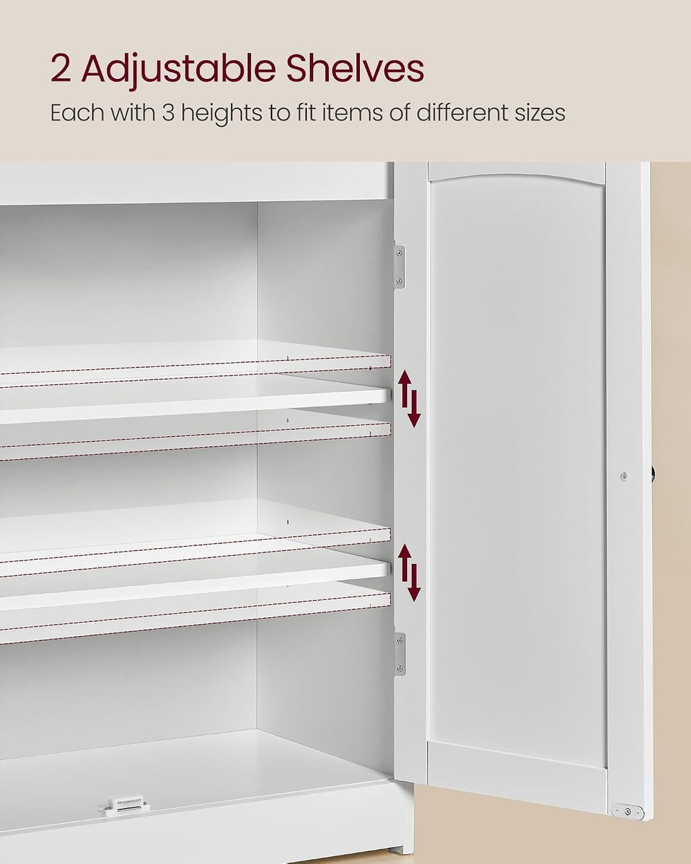 VASAGLE Tall Bathroom Storage Cabinet, Floor Cabinet with 2 Doors, 39.4" H