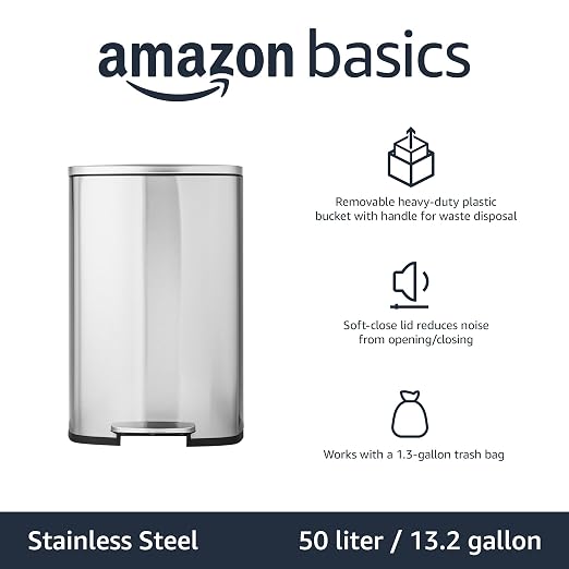 Amazon Basics Smudge Resistant Rectangular Trash Can - Image 2