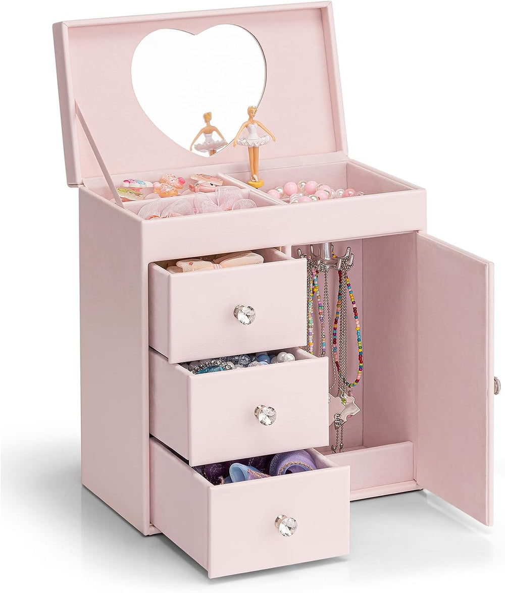VLANDO Musical Jewelry Box, Upright Rectangular, Barely Pink