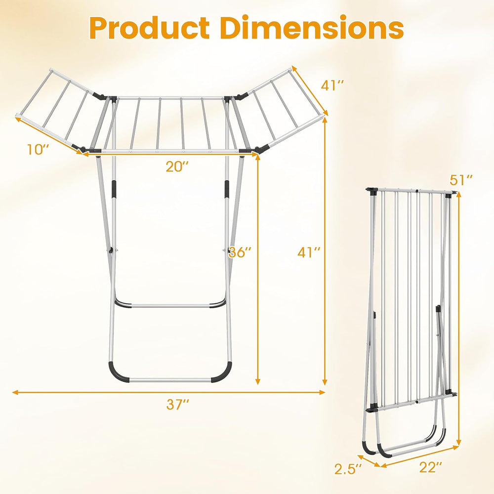 Giantex Foldable Clothes Drying Rack, Freestanding Aluminum Laundry Drying Ra...